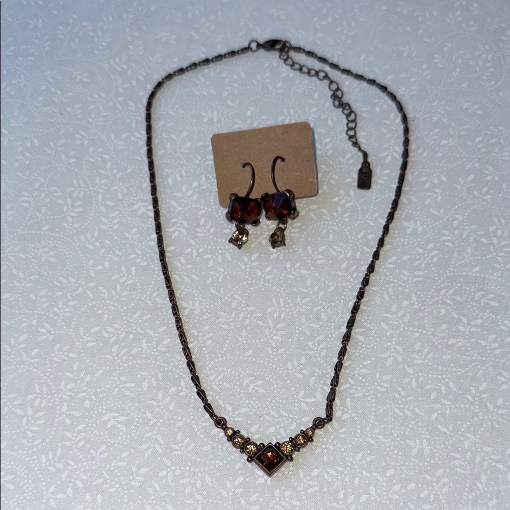 1928 Bronze, Amber and Brown Vintage-Inspired Necklace‎